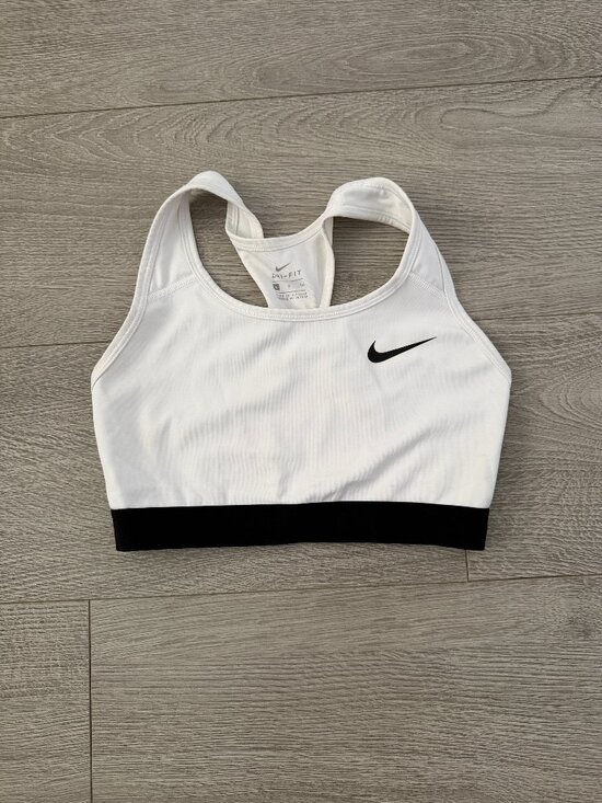 Nike Tops - Nike Dri FIT Sports Bra Womens Small White Black Racerback Workout